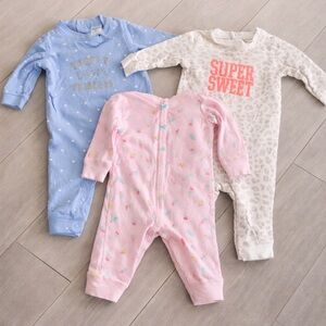 Carter’s Baby Girl Sleeper Bundle 3M | 3 Piece Pajama Set | Cute Prints